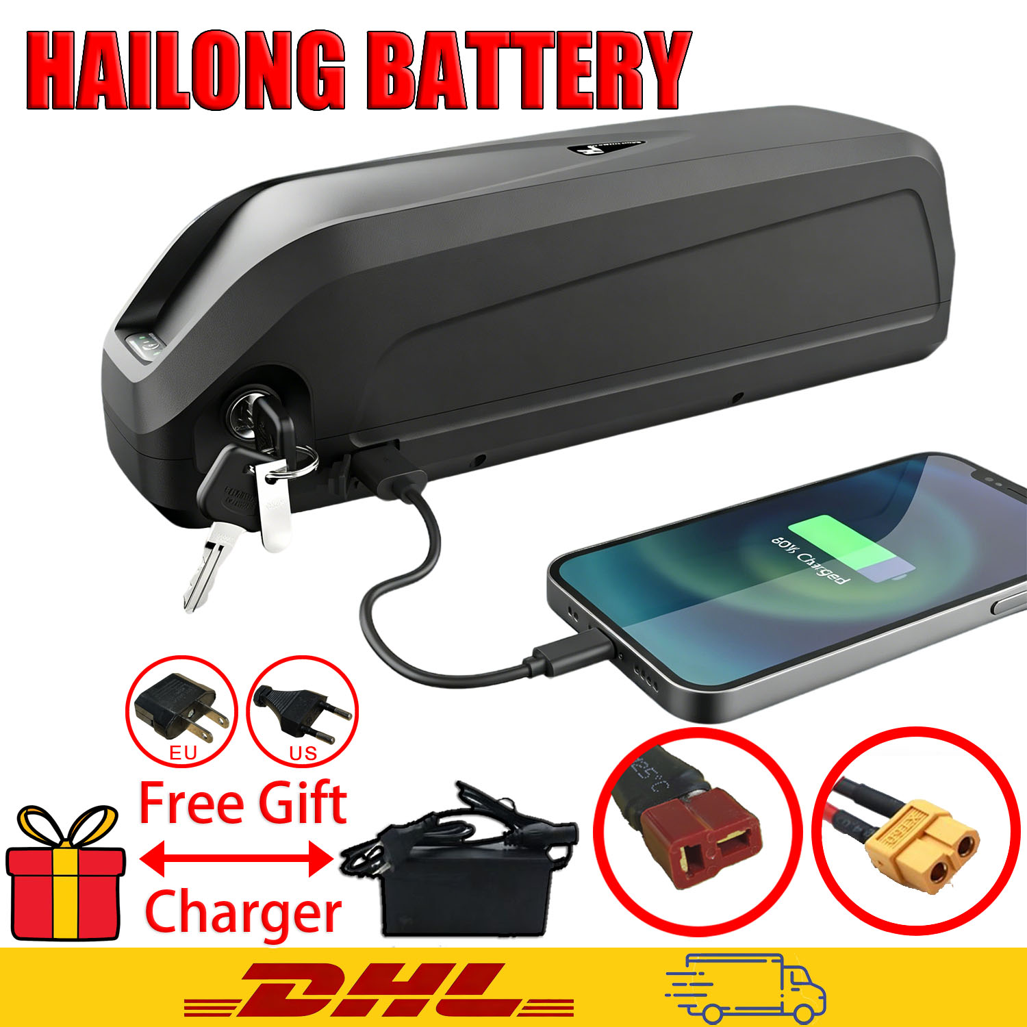 Ebike Battery 48V 20Ah Hailong - Nova Bateria Hailong para Bicicleta Elétrica