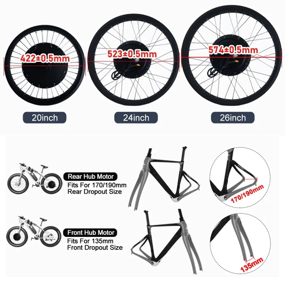 Kit de conversão para biciclet - Fat Tire Ebike Conversion Kit 2000W avaliação e preço